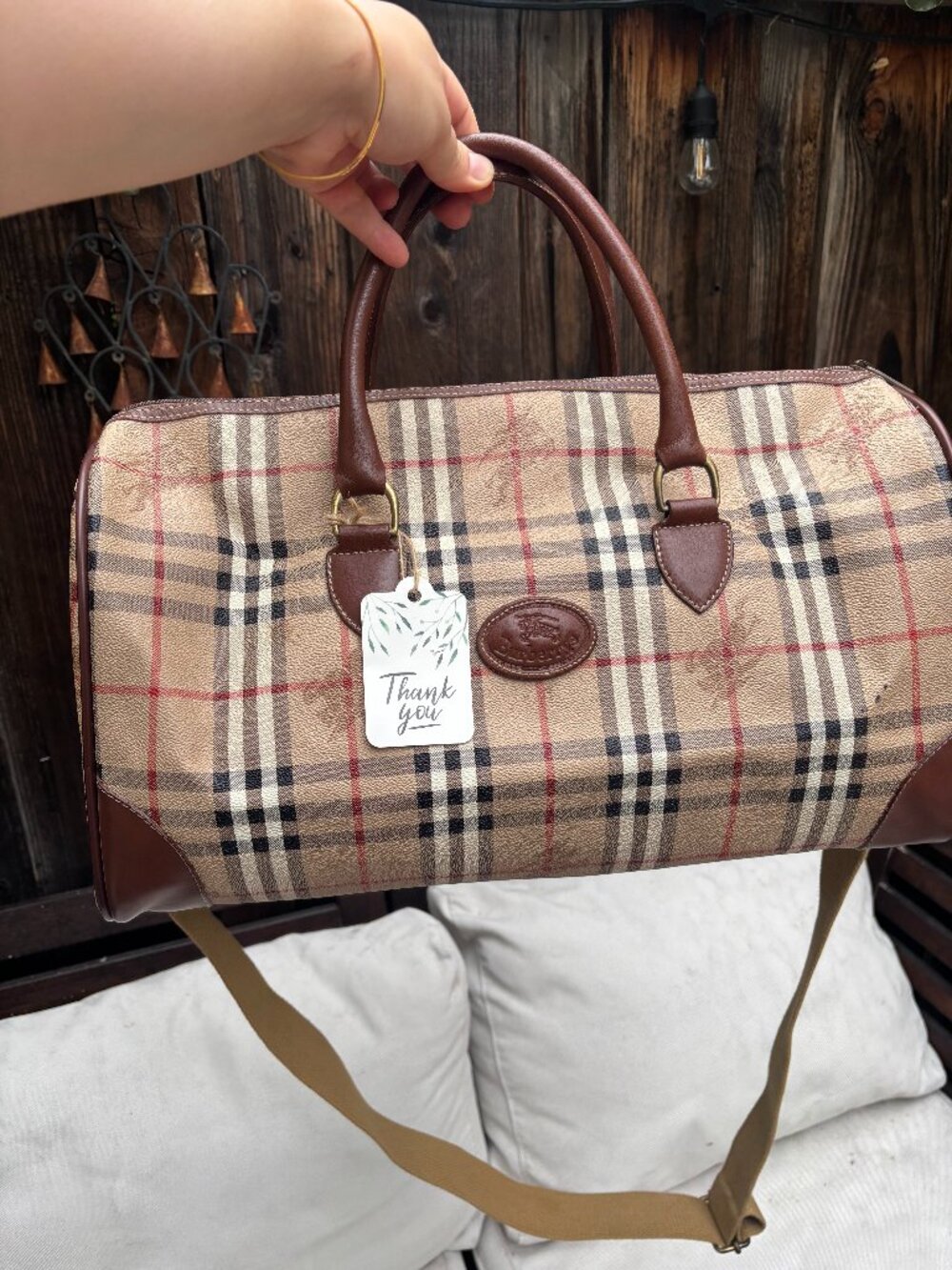 vintage Burberrys Nova Check Boston Duffle / Travel Bag